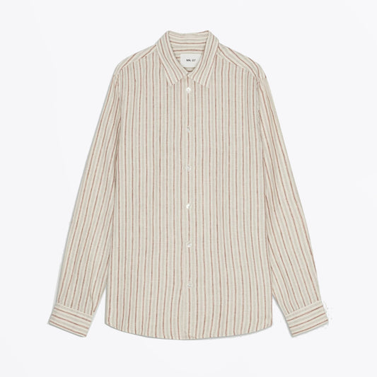 - Enzo Linen Shirt - Brown Stripe