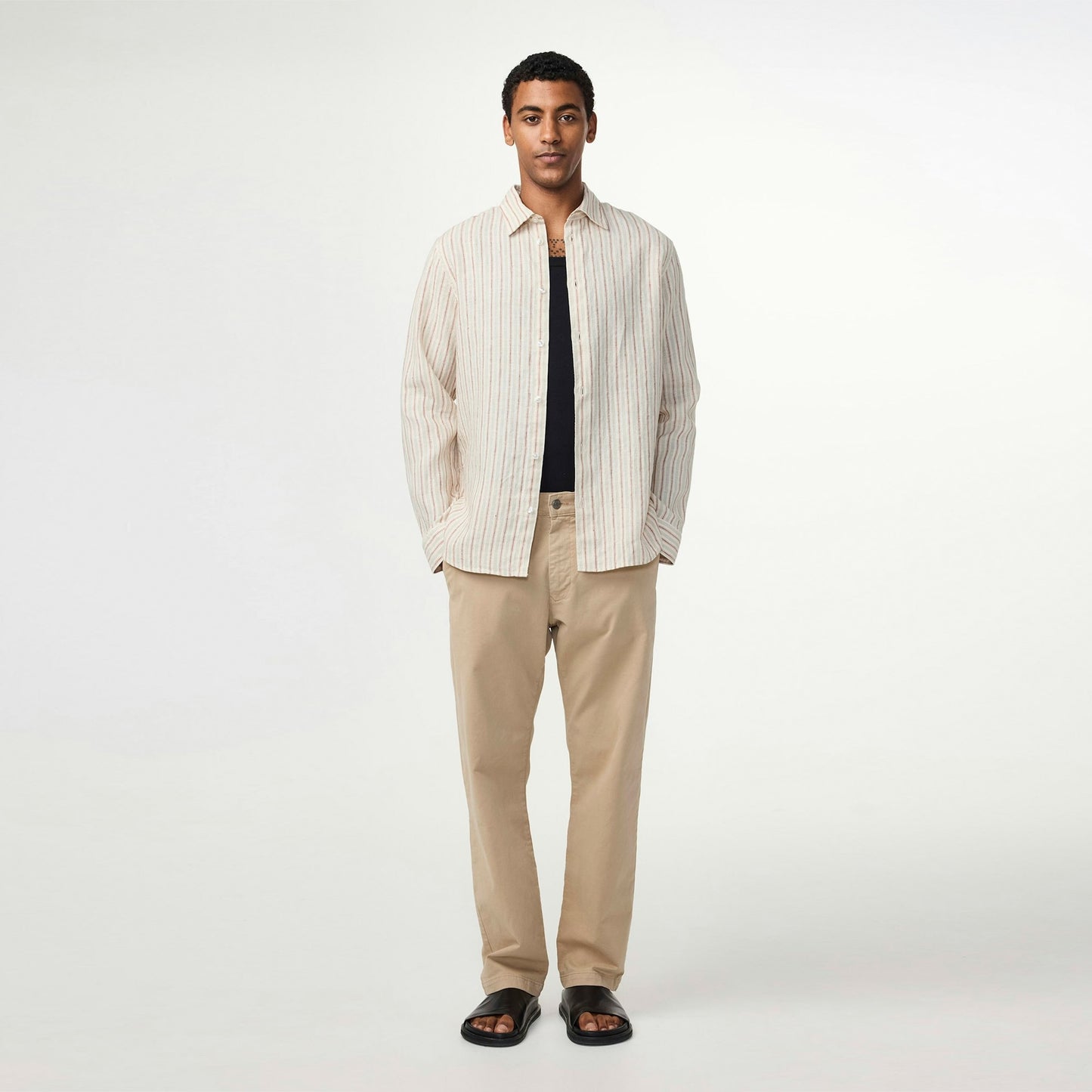 - Enzo Linen Shirt - Brown Stripe