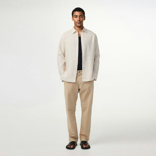 - Enzo Linen Shirt - Brown Stripe