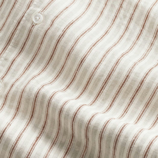 - Enzo Linen Shirt - Brown Stripe