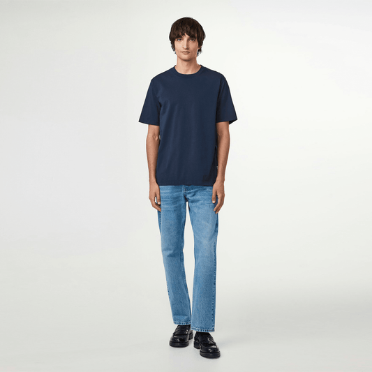 - Adam Casual Pima Cotton Tee - Navy Blue