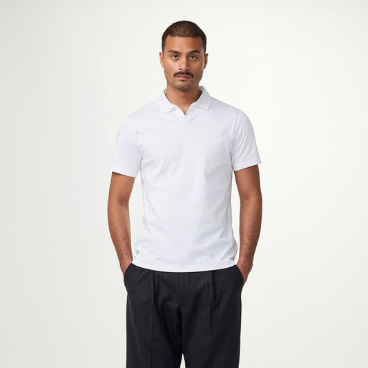 - Paul Open Collar Polo - White