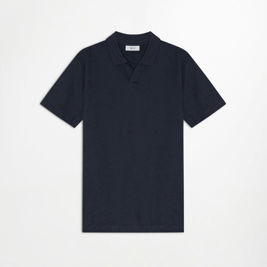 - Paul Open Collar Polo - Navy Blue