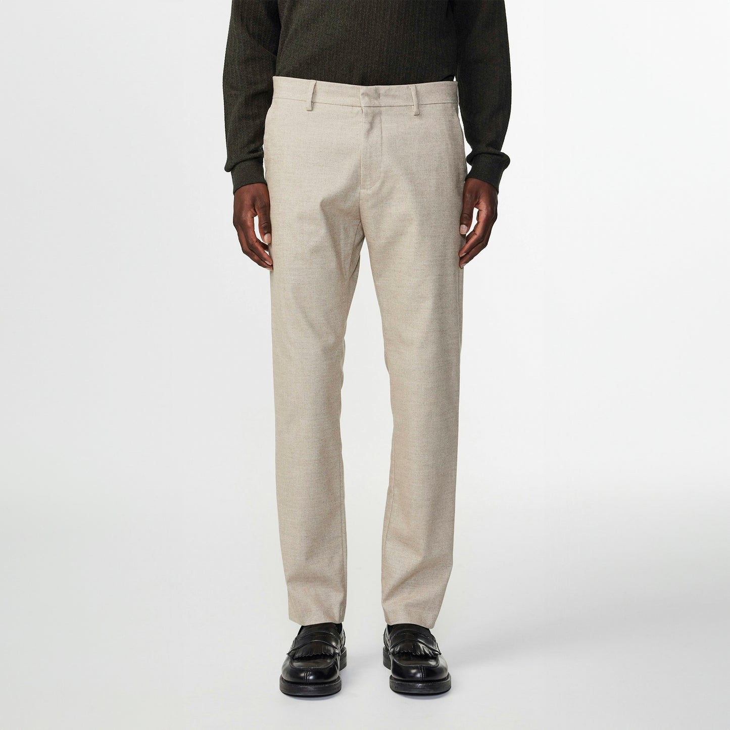 - Theo Melange Slim Fit Chino - Cement