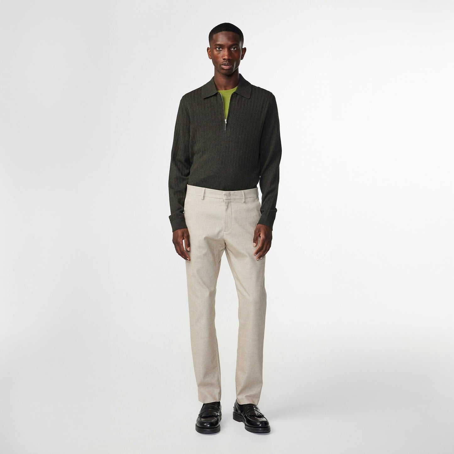 - Theo Melange Slim Fit Chino - Cement