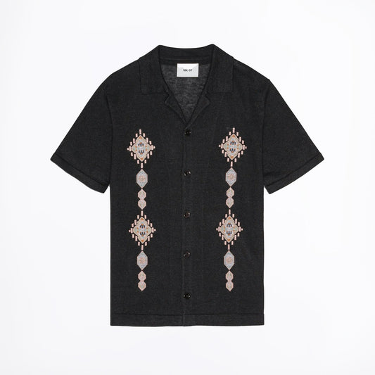 - Henry Embroidered Shirt - Black
