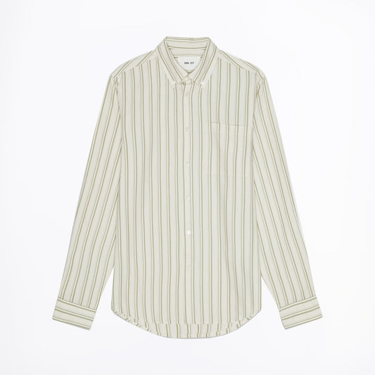 - Arne Button Down Shirt - Moss Stripe