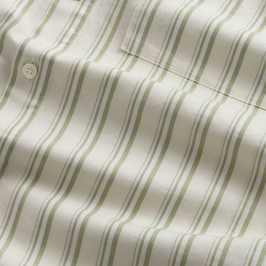 - Arne Button Down Shirt - Moss Stripe