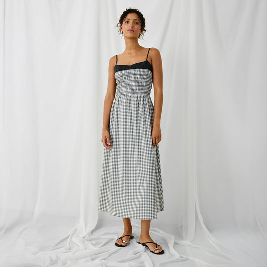 - Primrose Dress - Ivory Jet Gingham