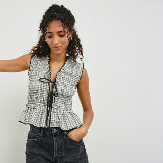 - Martine Top - Ivory Jet Gingham