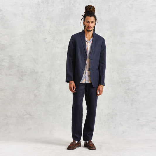 - Fintry Linen Blazer - Midnight