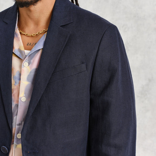 - Fintry Linen Blazer - Midnight