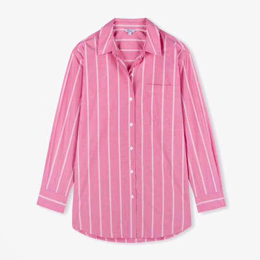 - Elsa Shirt - Hibiscus White Stripe