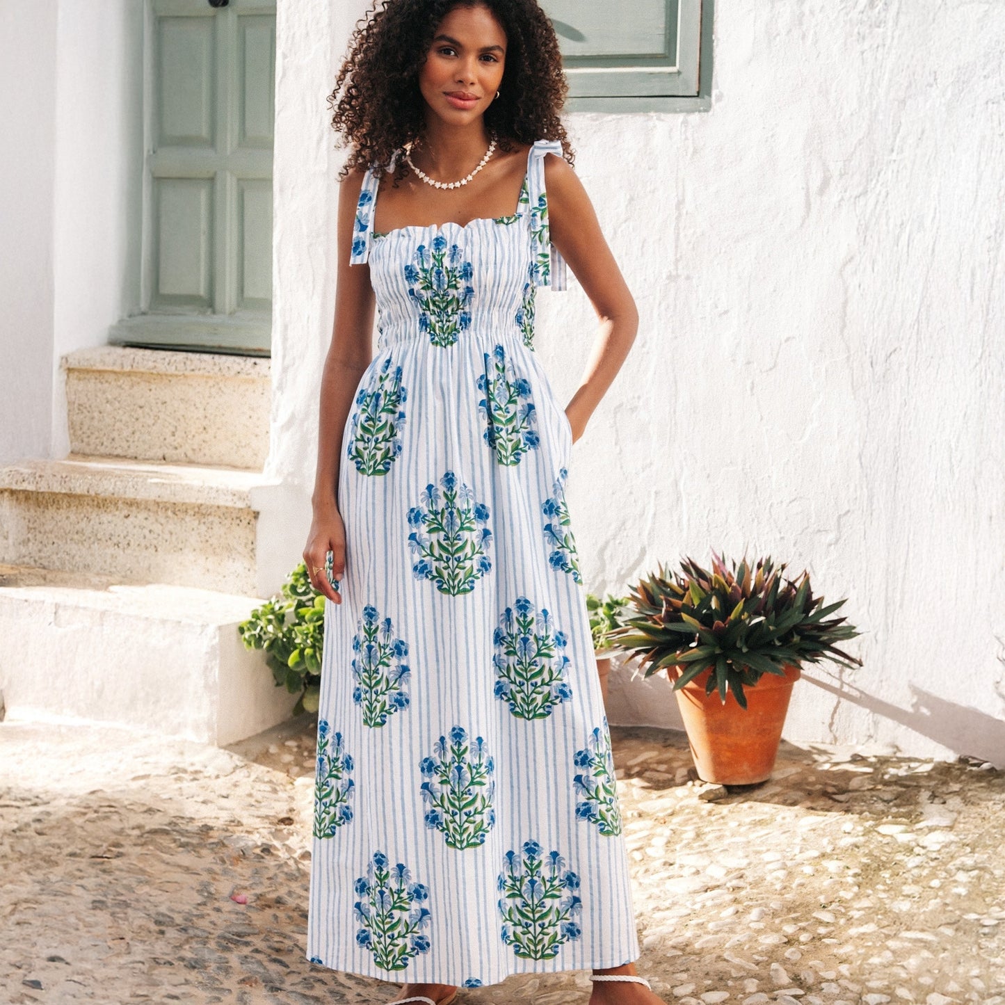 - Martina Dress - Dusk Stripe