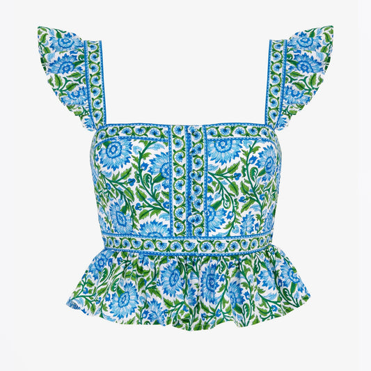 Freya Top - Peacock Border