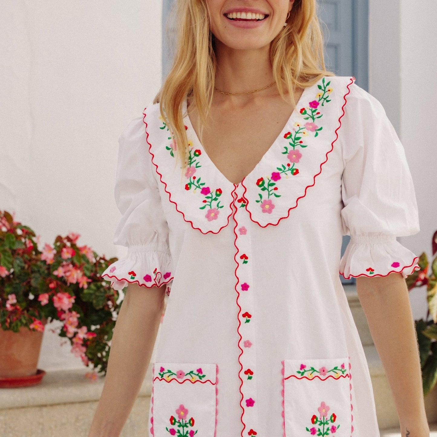 - Ava Mini Dress - Folk Embroidery
