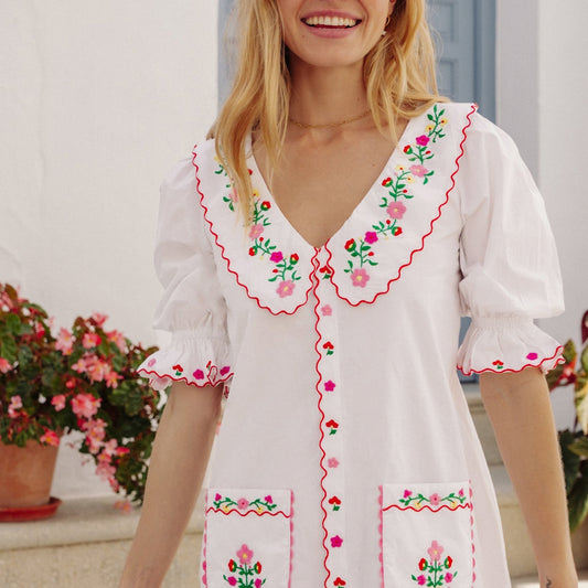 - Ava Mini Dress - Folk Embroidery