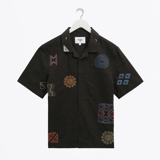 - Didicot Doodle Embroidered Short Sleeve Shirt - Navy