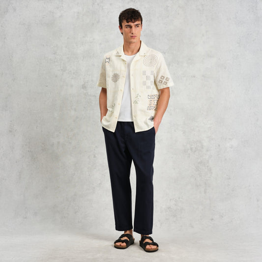 - Didicot Doodle Embroidery Short Sleeve Shirt - Ecru