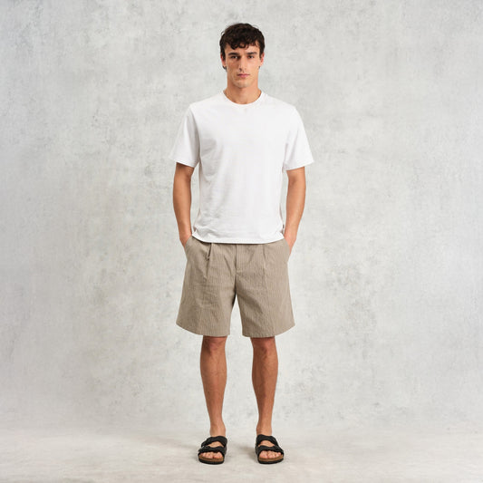 - Linton Natural Chalk Stripe Shorts