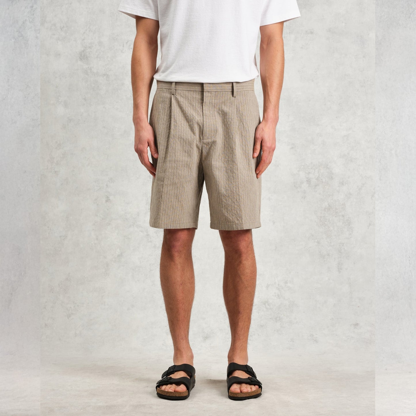 - Linton Natural Chalk Stripe Shorts