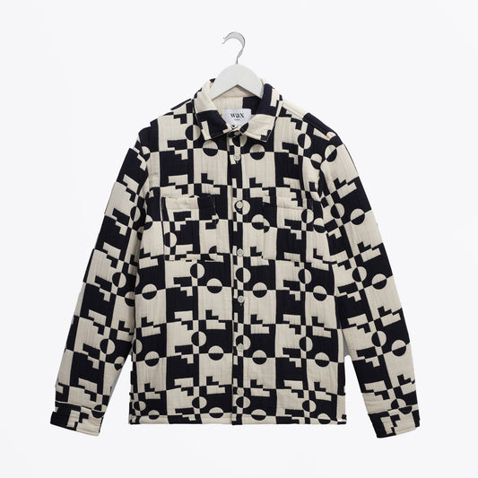 - Otto Jigsaw Jacquard Overshirt - Navy/Ecru