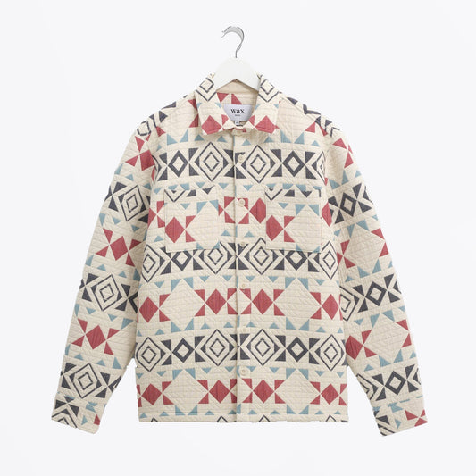 - Otto Quilted Overshirt -Ecru/Red
