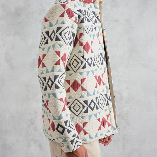 - Otto Quilted Overshirt -Ecru/Red