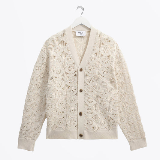 - Crosby Pointelle Cotton Cardigan - Ecru