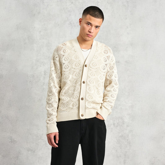 - Crosby Pointelle Cotton Cardigan - Ecru