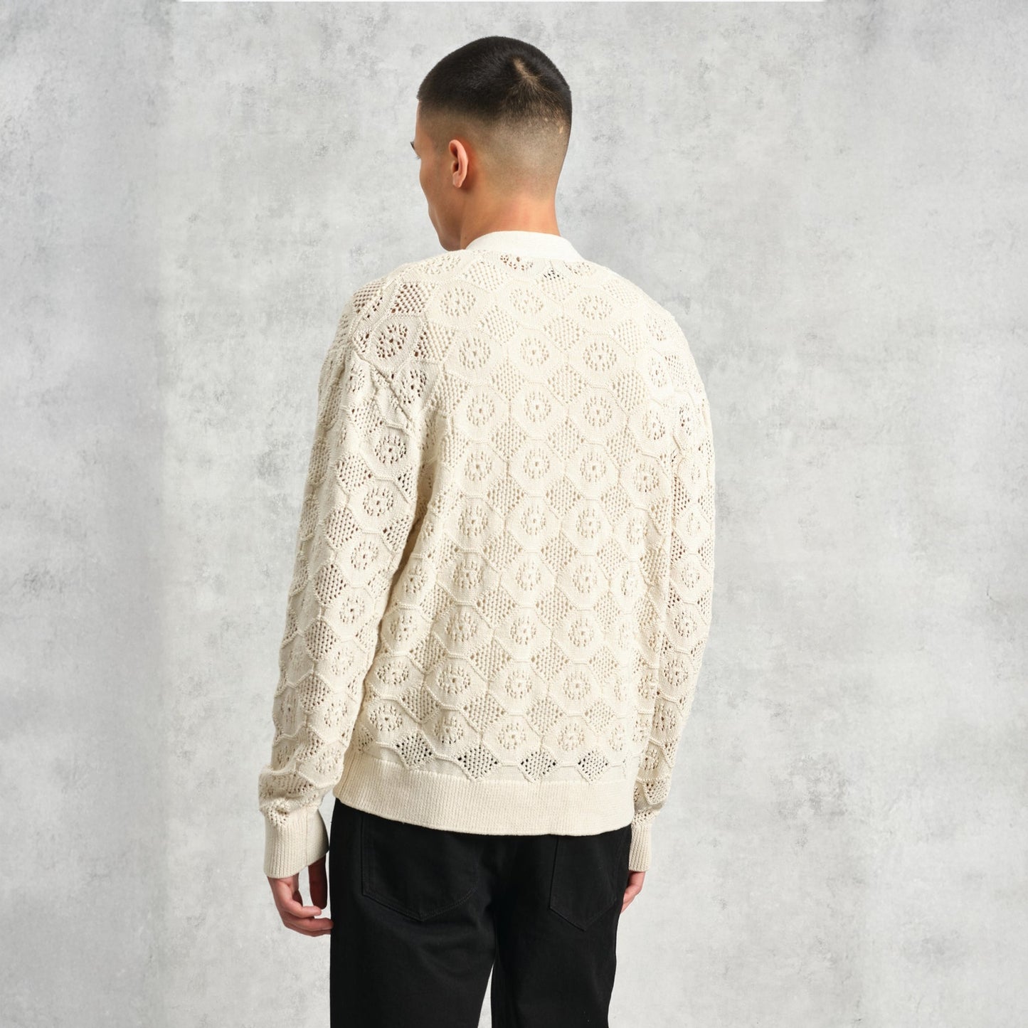 - Crosby Pointelle Cotton Cardigan - Ecru