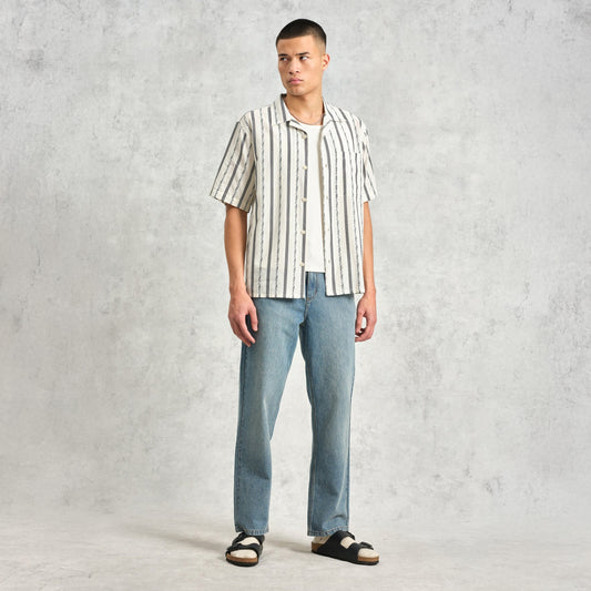 - Didicot Fleck Stripe Short Sleeve Shirt - Ecru
