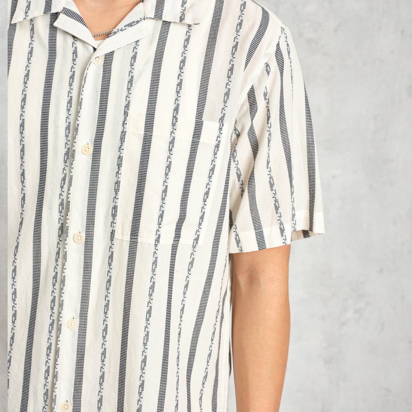 - Didicot Fleck Stripe Short Sleeve Shirt - Ecru