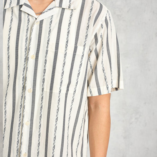 - Didicot Fleck Stripe Short Sleeve Shirt - Ecru