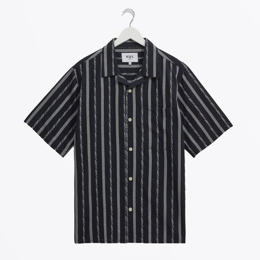 - Didicot Fleck stripe Short Sleeve Shirt - Navy