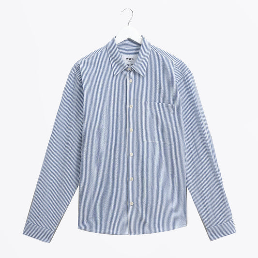 - Rove Striped Cotton Seersucker Shirt - Blue
