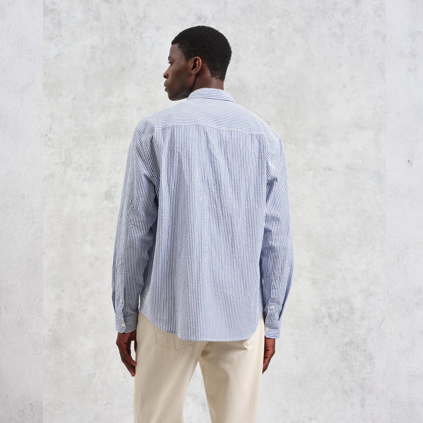 - Rove Striped Cotton Seersucker Shirt - Blue