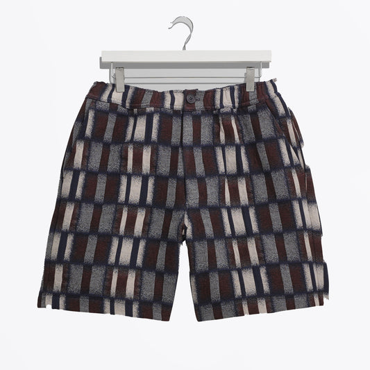 - Kurt Blurred Grid Shorts - Navy/Red