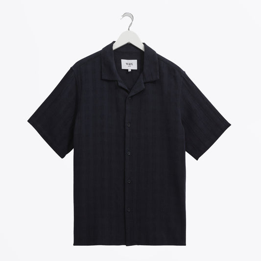 - Didicot Open Weave Short Sleeve Shirt - Navy