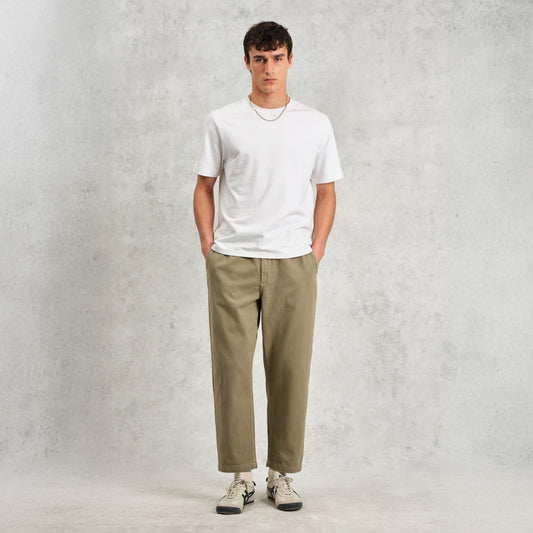 Kurt Organic Cotton Twill Trousers - Light Khaki