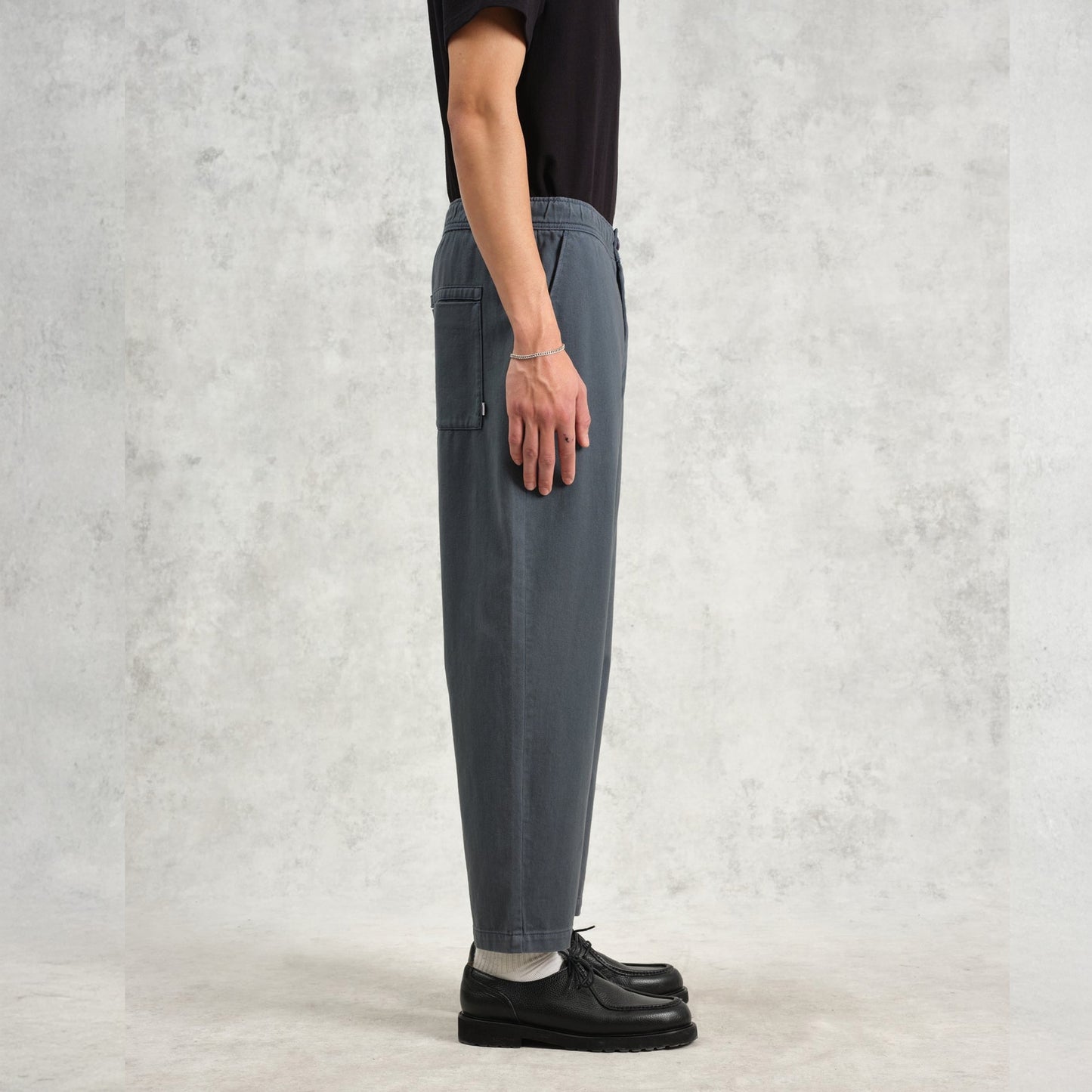 Kurt Organic Cotton Twill Trousers - Petrol Blue