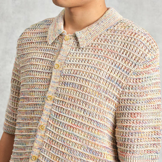 - Tellaro Rainbow Twist Cotton Polo - Multi