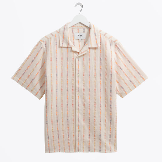 - Didicot Multi Loom Short Sleeve Shirt - Ecru/Orange