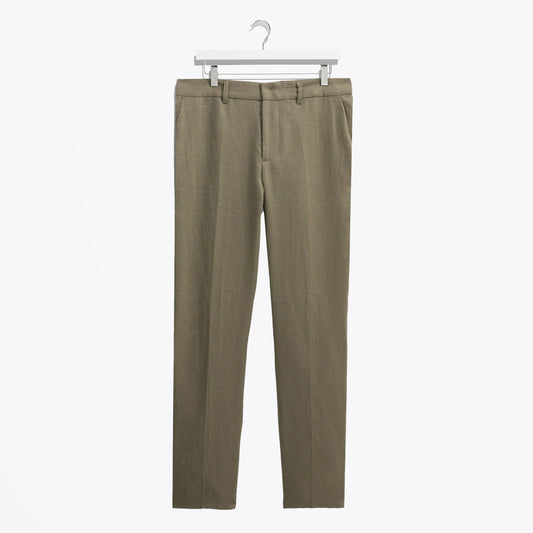 - Alp Smart Linen Trousers - Khaki