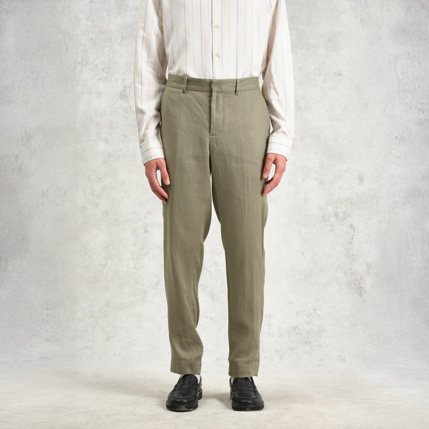 - Alp Smart Linen Trousers - Khaki