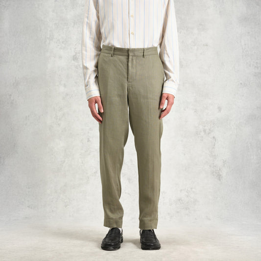- Alp Smart Linen Trousers - Khaki