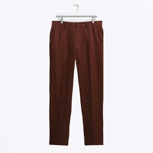 - Alp Smart Linen Trousers - Merlot