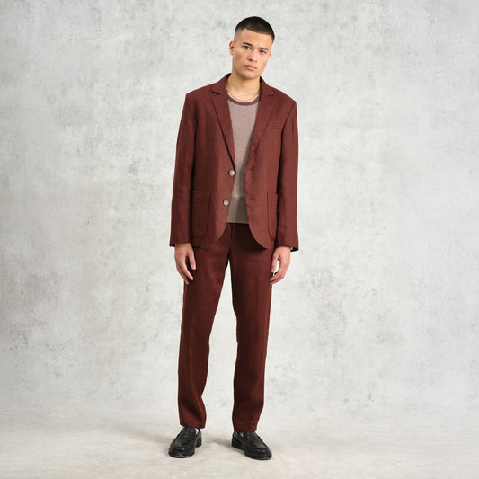 - Fintry Linen Blazer - Merlot