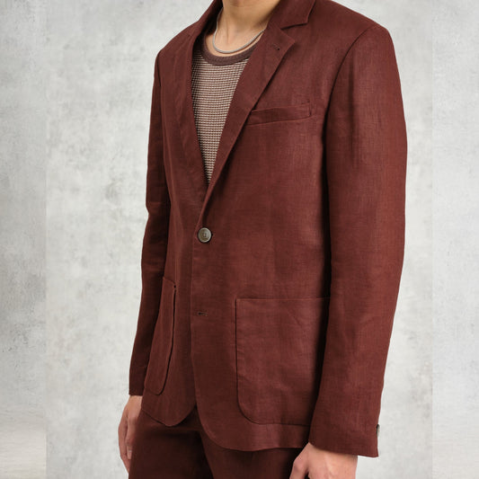 - Fintry Linen Blazer - Merlot