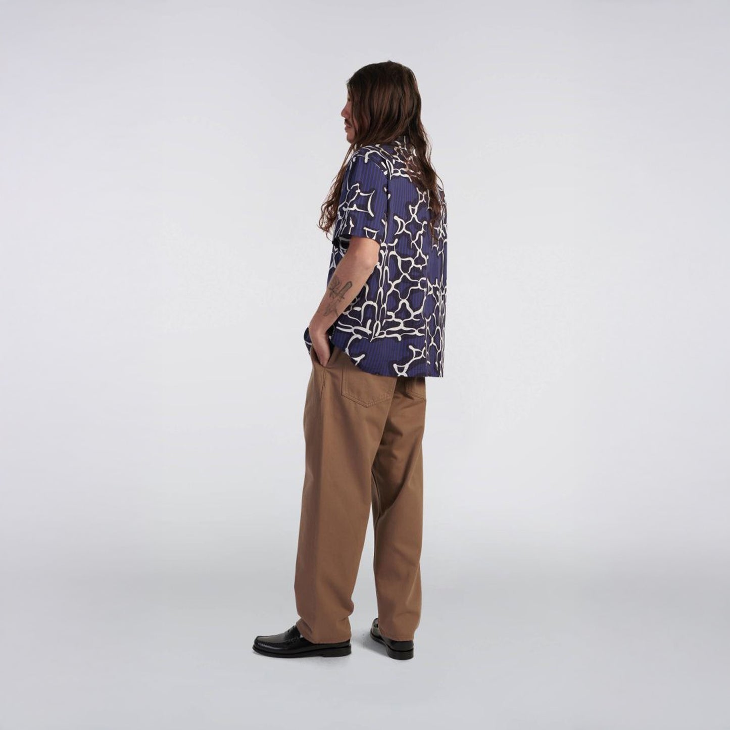 - Yugami Stripes Short Sleeve Shirt - Navy